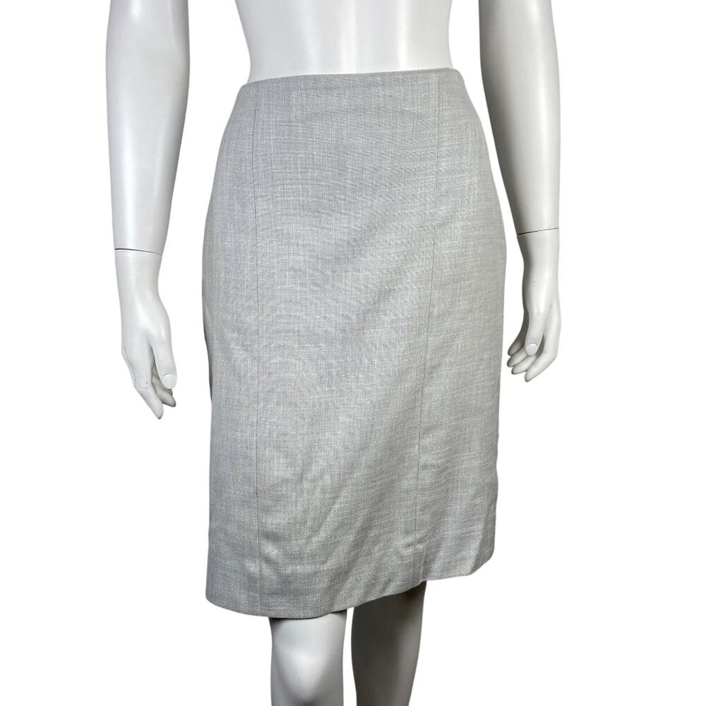 White House Black Market Pencil Skirt Size 6 Lined Flounce Back Hem Gray